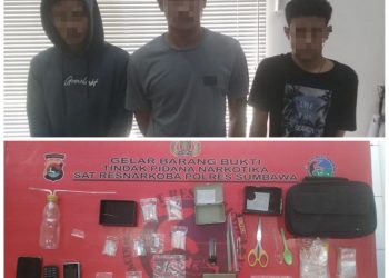 Tiga Terduga Pengedar di Sumbawa Ditangkap Saat Pesta Sabu