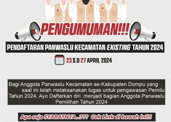 Pengumuman Pendaftaran Panwaslu Kecamatan Existing Tahun 2024