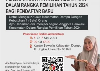 Pengumuman Pendaftaran Calon Anggota Panwaslu Kecamatan Bagi Pendaftar Baru